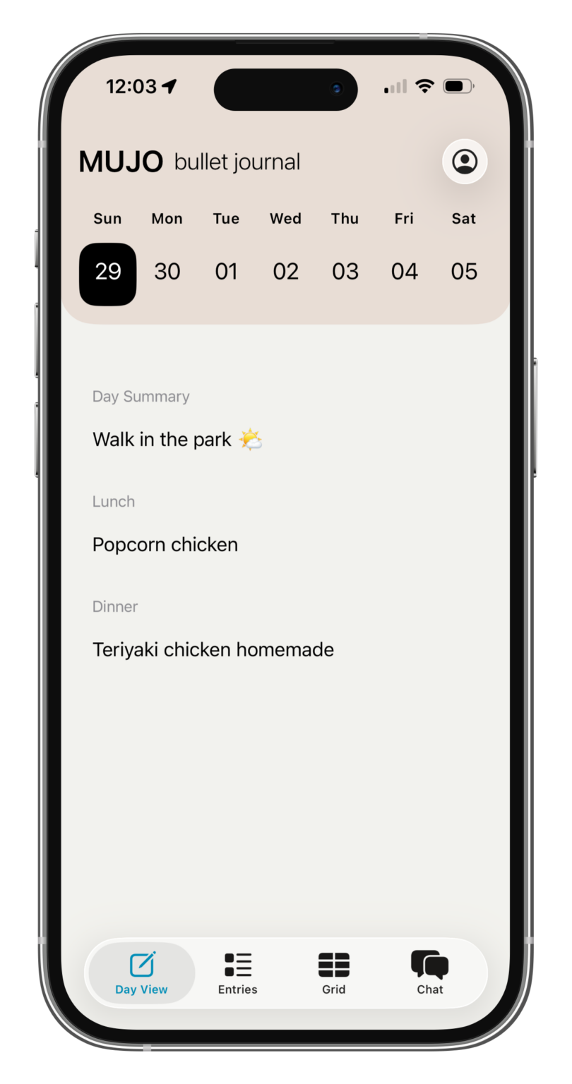 Mujo Ys MUJO - Simple Bullet Journal - MUJO - Daily Journaling App by Nori
